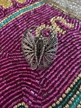 Sterling Silver Vintage Filigree Butterfly Ring Size 8 GUC